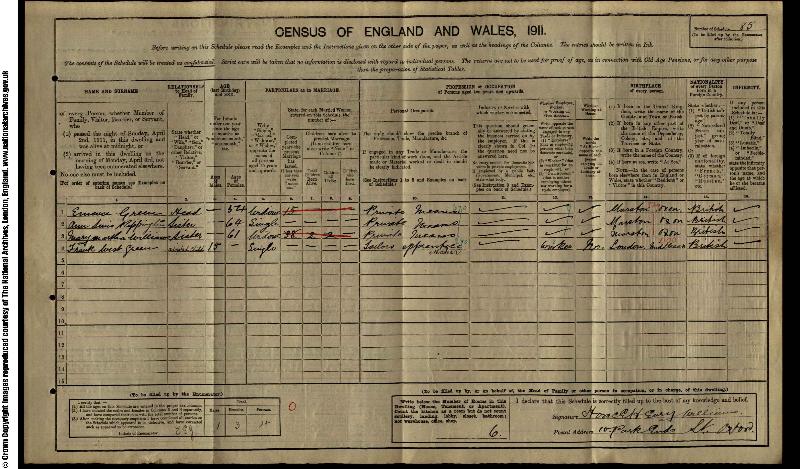 Rippington (Ann Sims) 1911 Census
